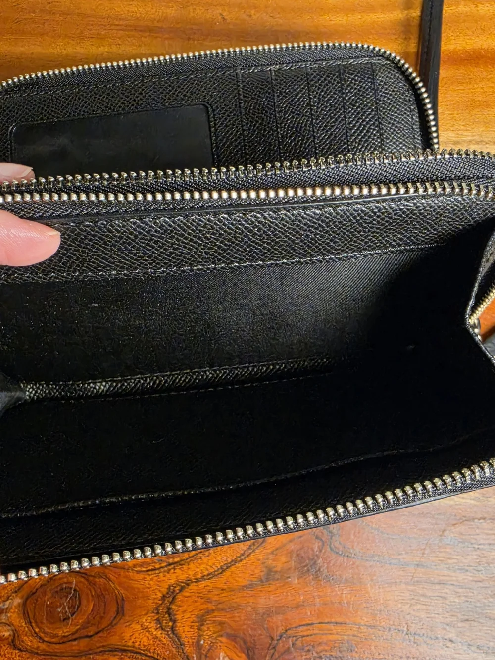 Coach Black Glitter Leather Wristlet